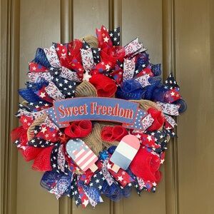 Patriotic Red, White, and Blue Wreath